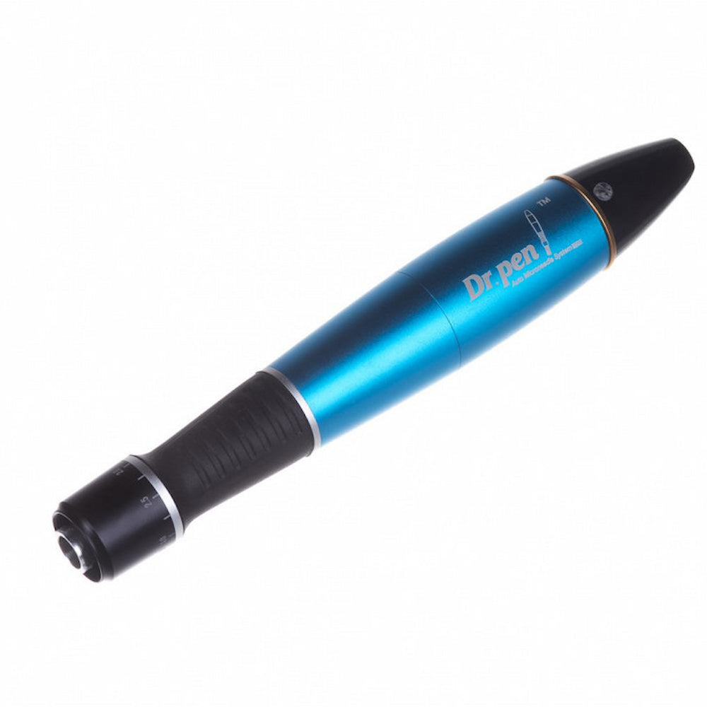 Dr. Pen A1 blauwe microneedling-pen voor professionele huidbehandeling en collageenstimulatie.