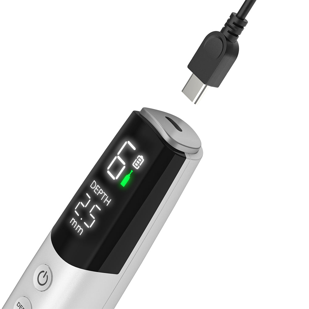 Dr. Pen M9 met USB-C-opladen, digitaal display en verstelbare naalddiepte voor draadloze microneedling.