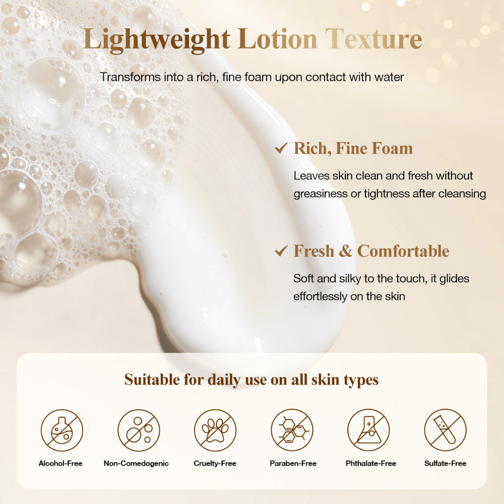 Neutriherbs Snail All In One Cleanser met lichte lotiontextuur die verandert in een rijk reinigingsschuim en de huid mild reinigt zonder uit te drogen – geschikt voor alle huidtypes.
