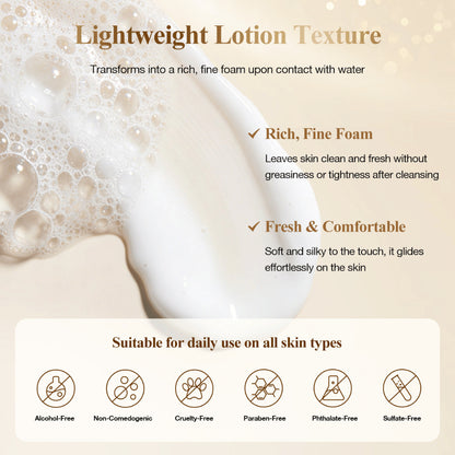 Neutriherbs Snail All In One Cleanser met lichte lotiontextuur die verandert in een rijk reinigingsschuim en de huid mild reinigt zonder uit te drogen – geschikt voor alle huidtypes.